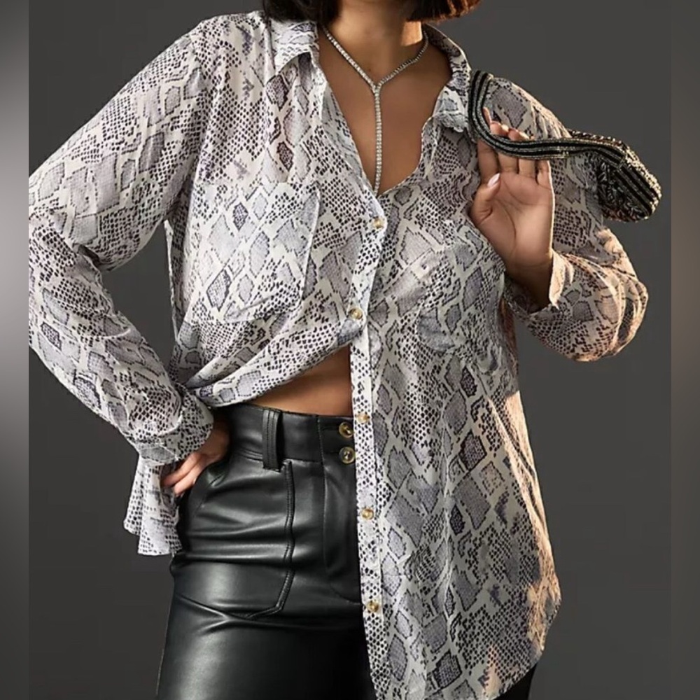 NWT Anthropologie Pilcro Romy Shirt Snakeskin 3X